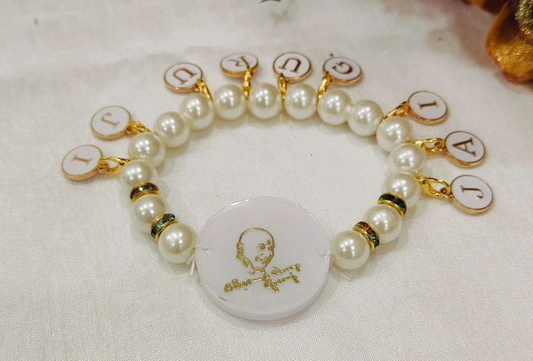 Jai Guruji Resin Bracelet- Single Piece  - White, Free Size