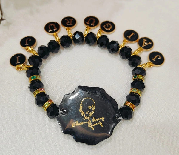 Jai Guruji Resin Bracelet- Single Piece  - Black, Free Size