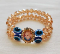 Jai Guruji Crystal And Evil Eye Bracelet - Gold, Free Size