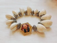 Jai Guruji Kaudi And Metal Beads Bracelet  - White, Free Size
