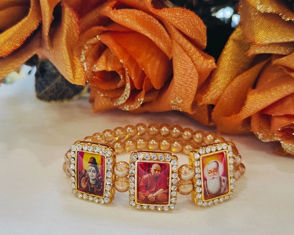 Jai Guruji 3 Swaroop Bracelet  - Gold, Free Size