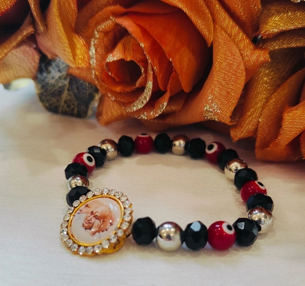Jai Guruji Bracelet With Evil Eyes - Free Size
