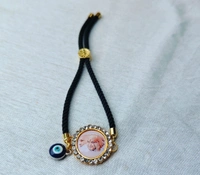 Jai Guruji Adjustable String Bracelet  - Black, Free Size