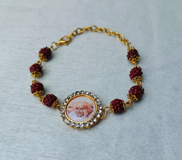 Jai Guruji Rudraksha Gents Adjustable Bracelet  - Free Size