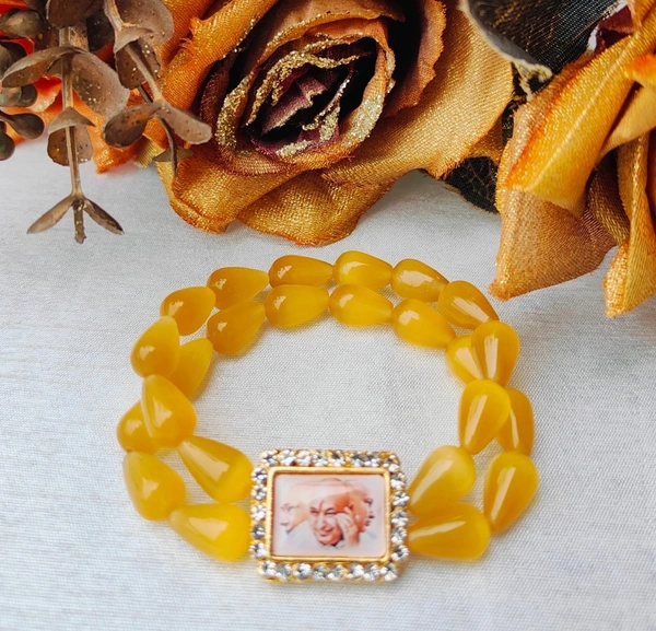 Jai Guruji Imported Malaysian Beads Bracelet  - Lightning Yellow, Free Size