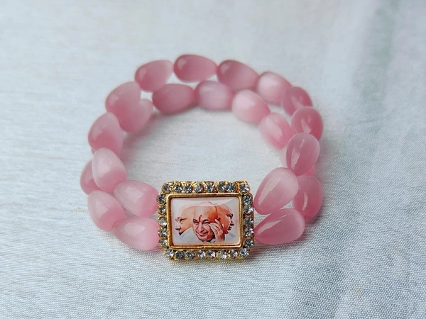 Jai Guruji Imported Malaysian Beads Bracelet  - Pink Lace, Free Size