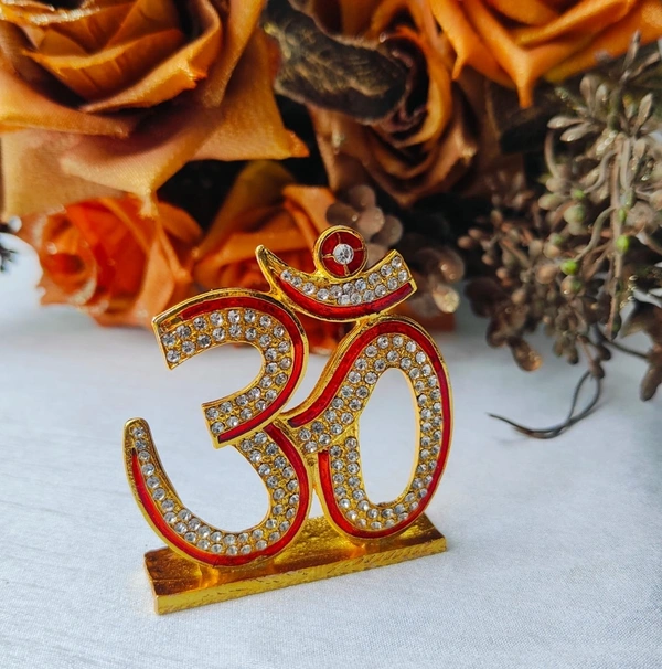 Om Metal Stand Red And Gold