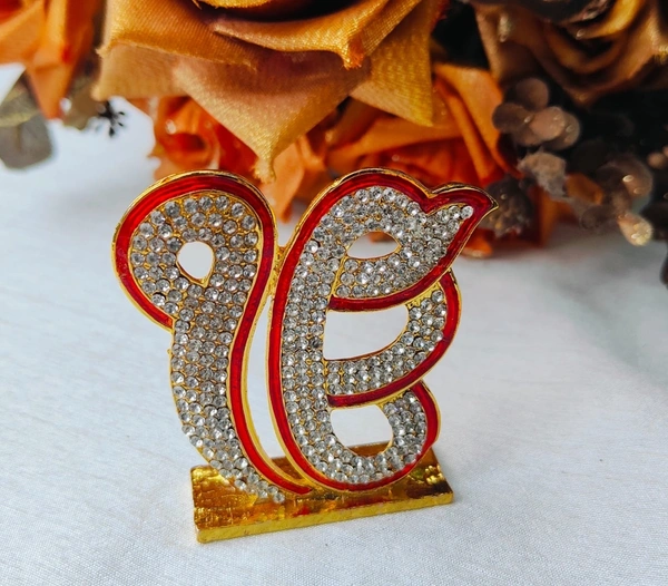 Ek Onkar Metal Stand Red And Gold
