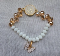 Jai Guruji Resin Crystal Bracelet With Butterfly Charm - Free Size, White