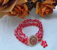 Jai Guruji Bracelet With Flower Charm - Red, Free Size