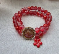 Jai Guruji Bracelet With Flower Charm - Red, Free Size