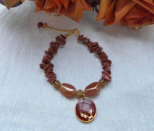 Jai Guruji Premium Resin Bracelet  - Brown, Free Size