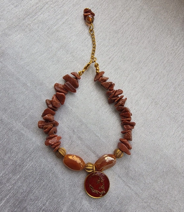 Jai Guruji Premium Resin Bracelet  - Brown, Free Size