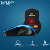 Foxin FWM-9099 Elite BlueOptical Mouse with 2.4GHz Wireless Technology, Nano USB Receiver, 1600 DPI Sensor, Durable Design - Blue