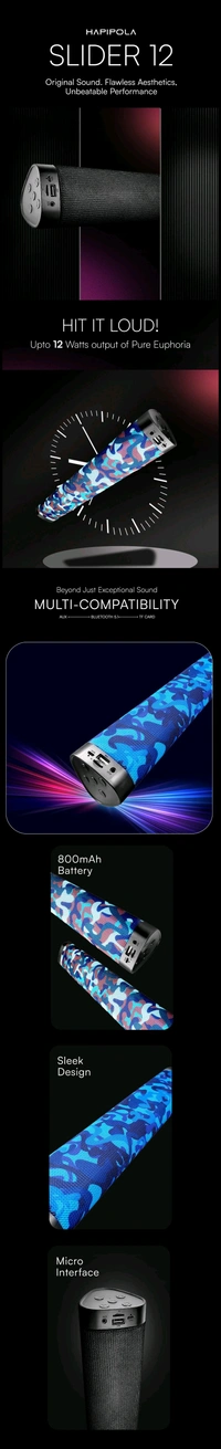 HapiPola Slider 12W Bluetooth Speaker ( Black )