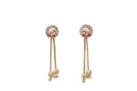 KISONA MINI SUI DHAGA WITH WHITE DIAMONDEARRING - FREESIZE, Gold