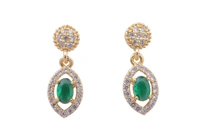 KISONA HARLENA  BLOOM GEMSTONE DROP EARRING - FREESIZE, Gold