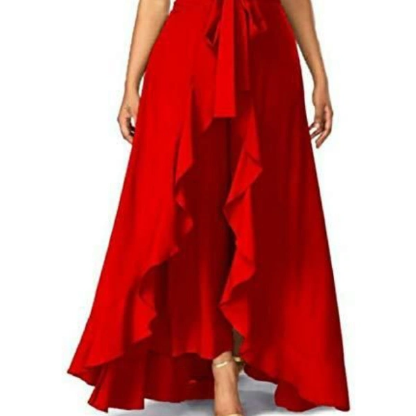 SM READYMADE GARMENT RUFFLE SKIRT WESTERN WEAR F - Free size up to2XL, Red