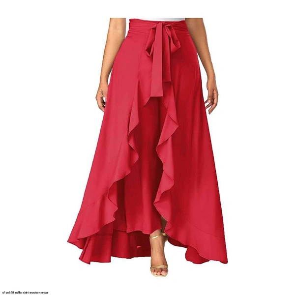 SM READYMADE GARMENT RUFFLE SKIRT WESTERN WEAR F - Free size up to2XL, Pink
