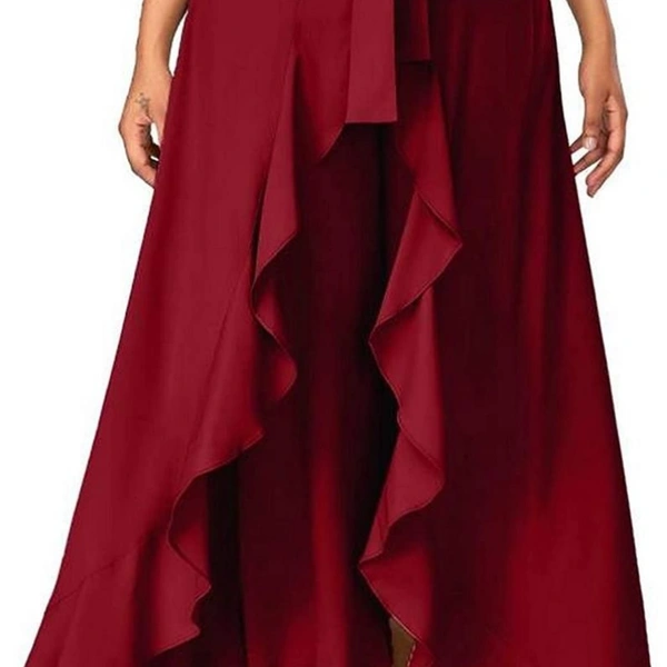 SM READYMADE GARMENT RUFFLE SKIRT WESTERN WEAR F - Free size up to2XL, Maroon