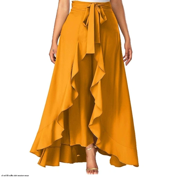 SM READYMADE GARMENT RUFFLE SKIRT WESTERN WEAR F - Free size up to2XL, Yellow