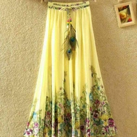 SM READYMADE GARMENT SF SKIRT HEAVY CREPE DIGITAL PRINT SKIRT O - Creamy 2, Free size
