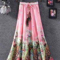 SM READYMADE GARMENT SF SKIRT HEAVY CREPE DIGITAL PRINT SKIRT O - Creamy 2, Free size