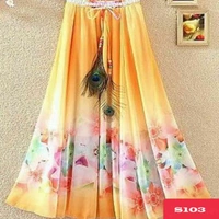 SM READYMADE GARMENT SF SKIRT HEAVY CREPE DIGITAL PRINT SKIRT O - Various Colours, Free Size