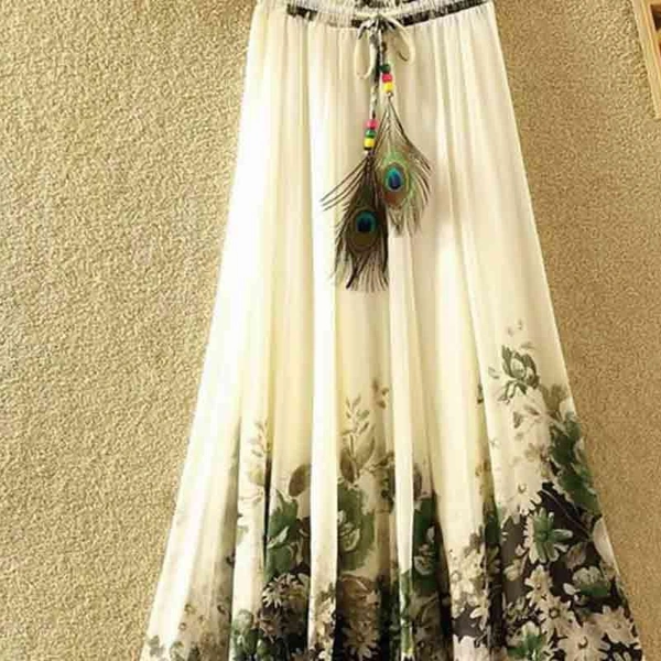 SM READYMADE GARMENT SF SKIRT HEAVY CREPE DIGITAL PRINT SKIRT O - Various Colours, Free Size