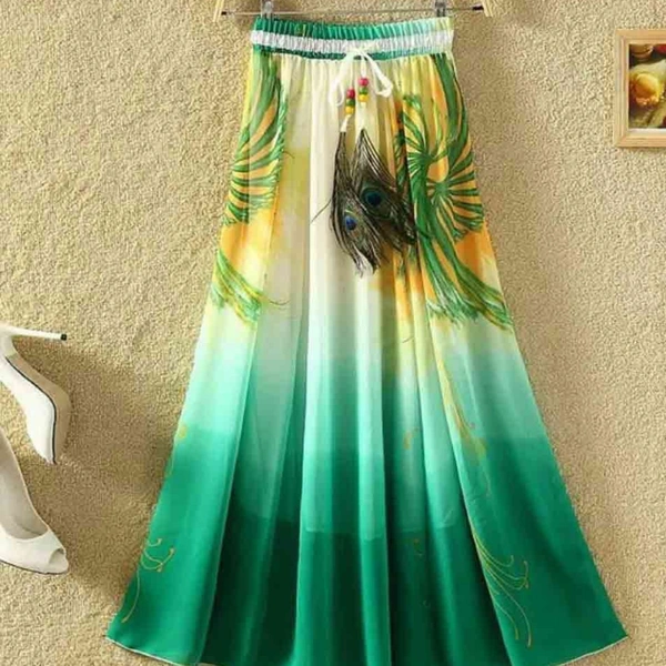 SM READYMADE GARMENT SF SKIRT HEAVY CREPE DIGITAL PRINT SKIRT O - Various Colours, Free Size