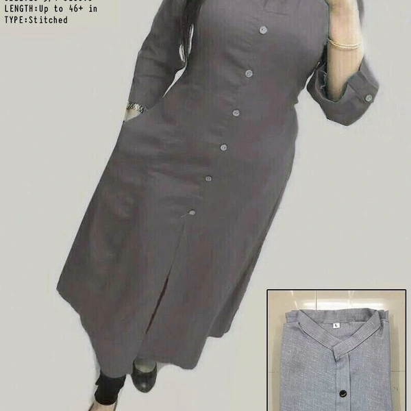 SM READYMADE GARMENT  New Selfie Cotton Kurti - Grey, L 40 XL 42 XXL 44