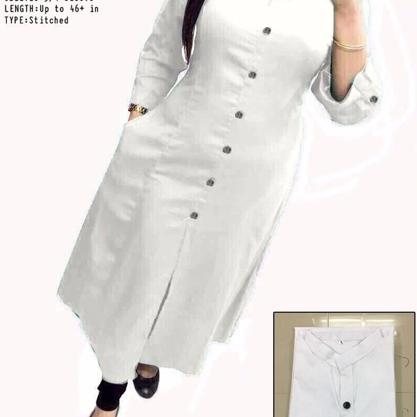 SM READYMADE GARMENT  New Selfie Cotton Kurti - White, L 40 XL 42 XXL 44
