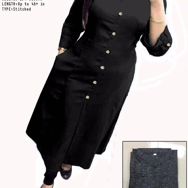 SM READYMADE GARMENT  New Selfie Cotton Kurti - Black, L 40. XL 42 XXL 44