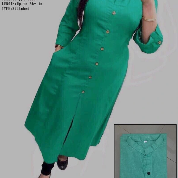 SM READYMADE GARMENT  New Selfie Cotton Kurti - Green, L 40 XL 42 XXL 44