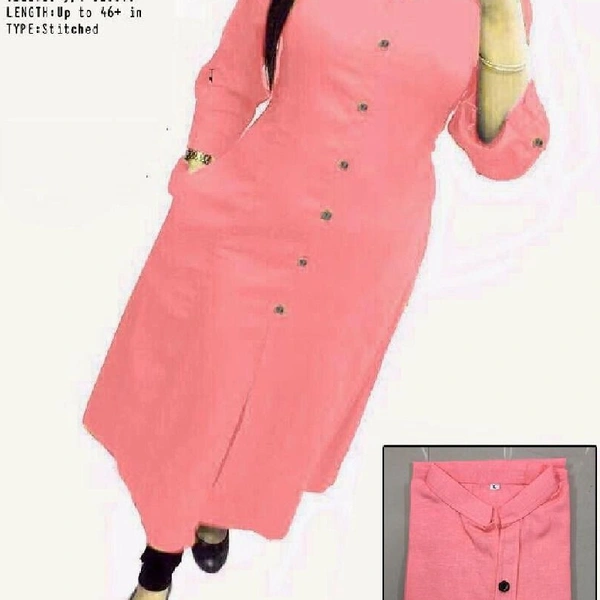 SM READYMADE GARMENT  New Selfie Cotton Kurti - Pink, L 40 XL 42 XXL 44