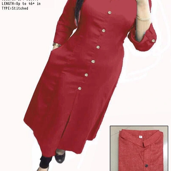 SM READYMADE GARMENT  New Selfie Cotton Kurti - Red, L 40 XL 42 XXL 44