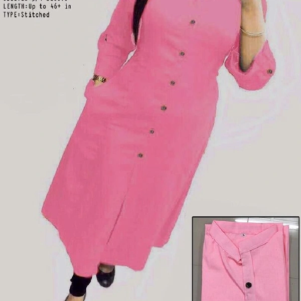 SM READYMADE GARMENT  New Selfie Cotton Kurti - Dark Pink, L 40 XL 42 XXL 44