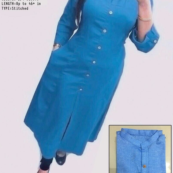 SM READYMADE GARMENT  New Selfie Cotton Kurti - Light blue, L 40 XL 42 XXL 44