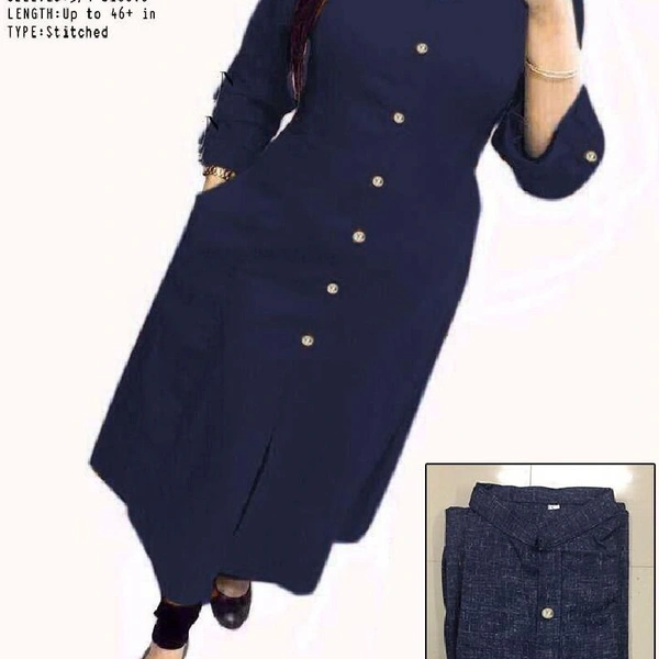SM READYMADE GARMENT  New Selfie Cotton Kurti - Navy blue, L 40 XL 42 XXL44