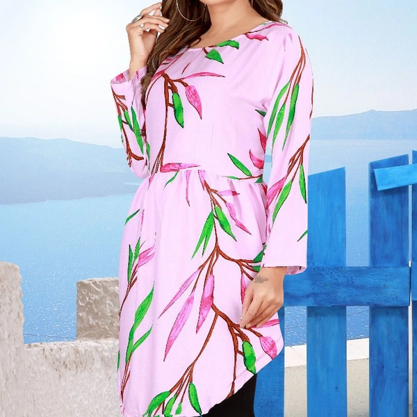 SM READYMADE GARMENT SILK SHORT KURTI - Pink, M 38 L 40
