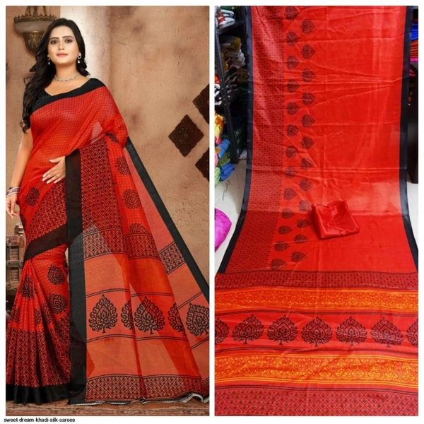 SM READYMADE GARMENT Presents SWEET DREAM KHADI SILK SAREES E - Pink Green Red, 01