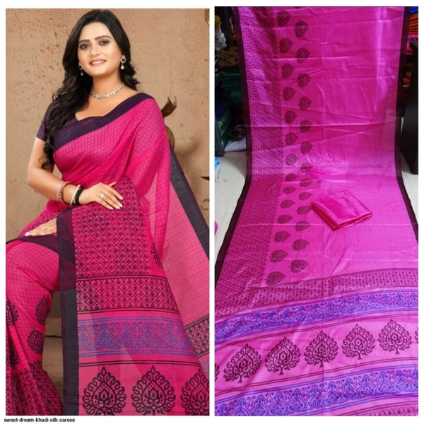SM READYMADE GARMENT Presents SWEET DREAM KHADI SILK SAREES E - Pink Green Red, 01