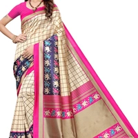 SM READYMADE GARMENT Presents SWEET DREAM KHADI SILK SAREES E - Red Pink Blue, 01