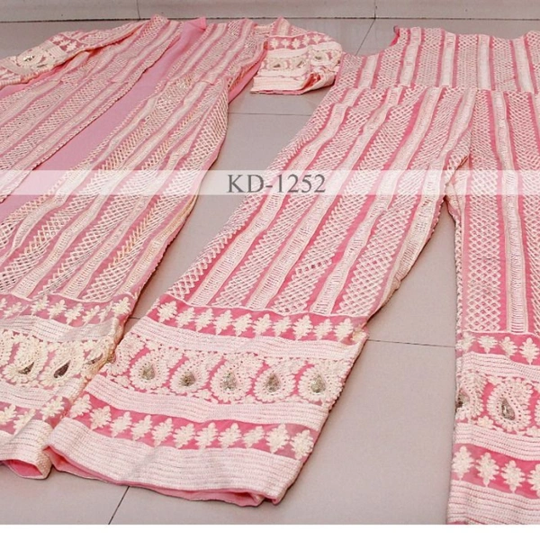 SM READYMADE GARMENT KD GEORGETTE WESTERN 1252 - Pink, SIZE - UP TO 42''