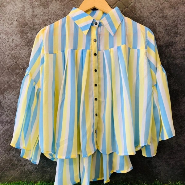 SM READYMADE GARMENT WESTERN TOPS VOL 2 HEAVY GEORGETTE WESTERN A - Pink Blue Light blue, M (Fits 36-38 size )XL (Fits 40-42 size)