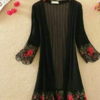 SM READYMADE GARMENT Rituraj RITURAJ SOFT NET SHRUG B - White, Black & Pink, Upto 36