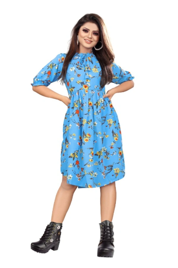 SM READYMADE GARMENT SUMMER WESTERN FROCK KURTI - S, M, L, XL, XXL, Red Yellow Navy Blue Light Blue, 01, 4499, 2048, 01