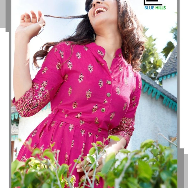 SM READYMADE GARMENT FANCY LONG GOWN STYLE KURTI - 4650, 6999, Black, Pink, Blue, Orange, Green, Navy Blue, 06, 25, L:40” | XL:42”| XXL:44”