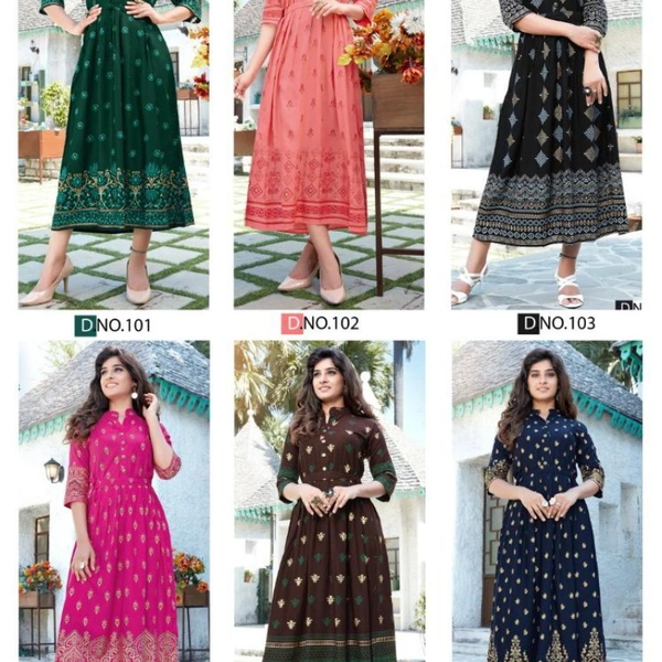 SM READYMADE GARMENT FANCY LONG GOWN STYLE KURTI - 4650, 6999, Black, Pink, Blue, Orange, Green, Navy Blue, 06, 25, L:40” | XL:42”| XXL:44”