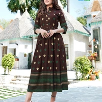 SM READYMADE GARMENT FANCY LONG GOWN STYLE KURTI - 4650, 6999, Black, Pink, Blue, Orange, Green, Navy Blue, 06, 25, L:40” | XL:42”| XXL:44”
